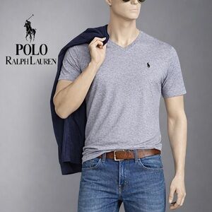Polo by Ralph Lauren Heathered Gray V-Neck Tee
